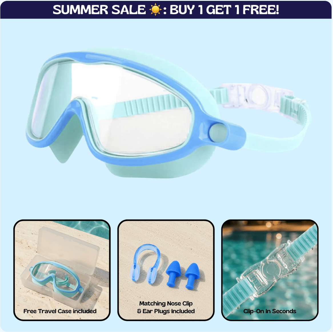Easy-Wear Kids Swim Goggles
